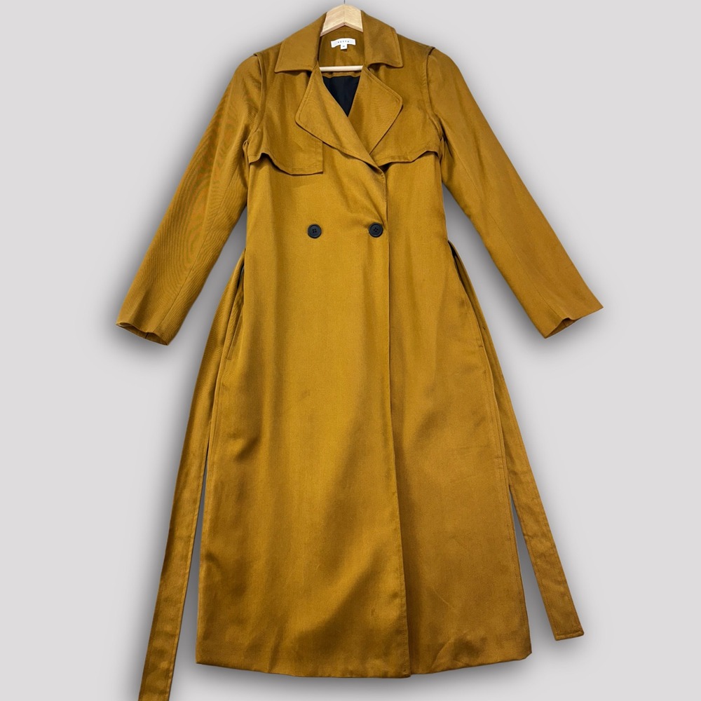 VETTA Convertible Trench Coat Womens XS Brown Oversized Capsule Minimalist Long